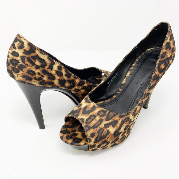 Leopard Print Platform Open Toe sz 9 - Picture 4 of 10